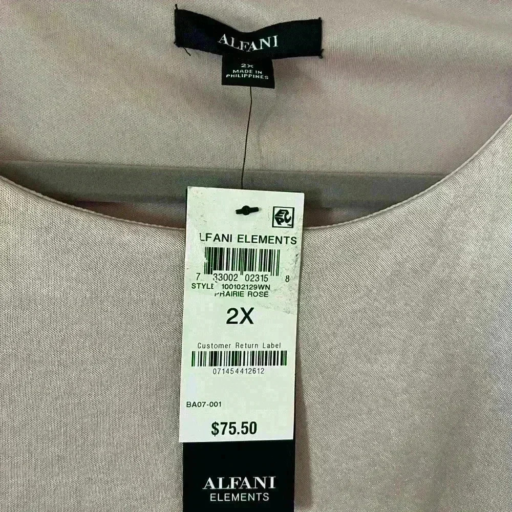 NWT Alfani Blouse Blush Color Polyester One-Sleeveless Women’s size 2X - Picture 2 of 9